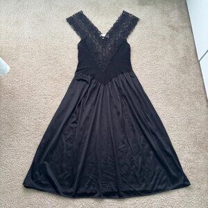 VTG Whimsigoth Black Lace Nightgown Womens S/M Goth Fairy Dark Romantic